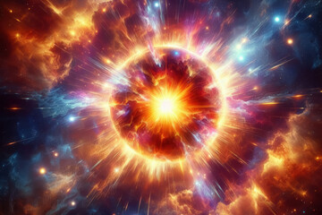Obraz premium Celestial explosion in vibrant colors depicting cosmic event in deep space