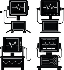 Naklejka premium EKG Machine silhouette vector