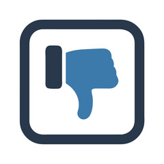 Fototapeta premium Thumbs Down in Square Icon – Representing Negative Feedback or Disapproval