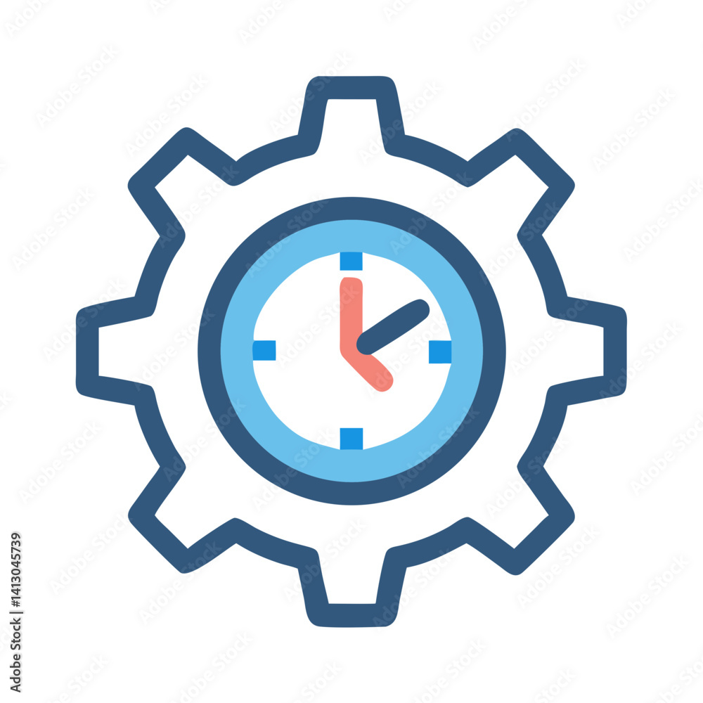 Aufkleber time gear icon – task scheduling and time management symbol