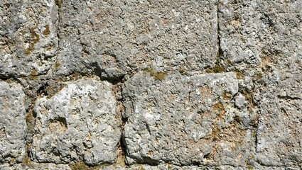 Obraz premium Detailed close up of weathered stone with moss capturing the essence of ancient history and resilience