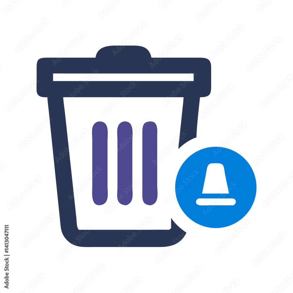 Poster trash bin icon representing delete or remove action and waste disposal