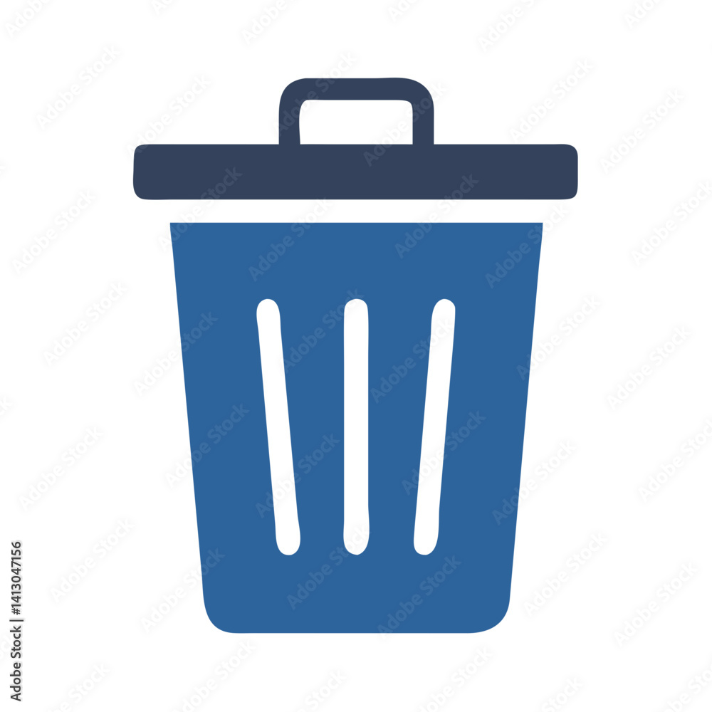 Poster trash bin icon representing delete or remove action and waste disposal