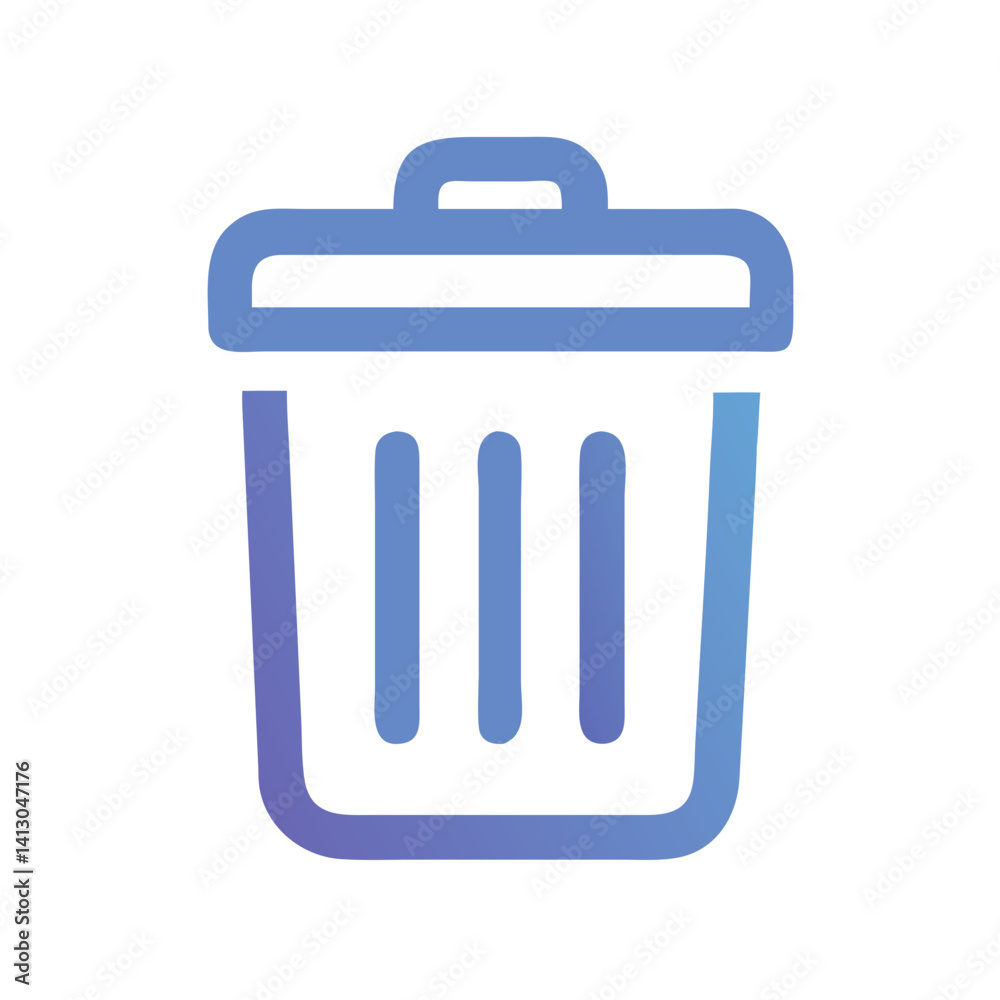 Poster trash bin icon representing delete or remove action and waste disposal