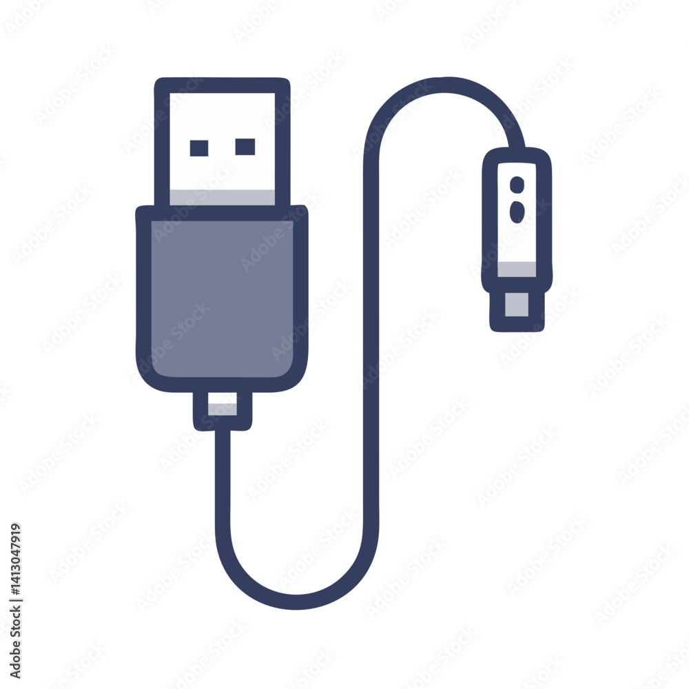 Poster USB Cable Icon Representing Data and Charging Connection Interface