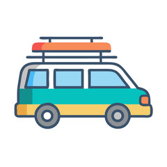 Van with Roof Rack Icon Representing Team Travel and Group Transportation
