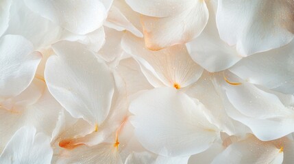 Delicate white flower petals are scattered gracefully, creating a calming and elegant aesthetic. Their soft texture and appearance provide a perfect complement to various decorative uses
