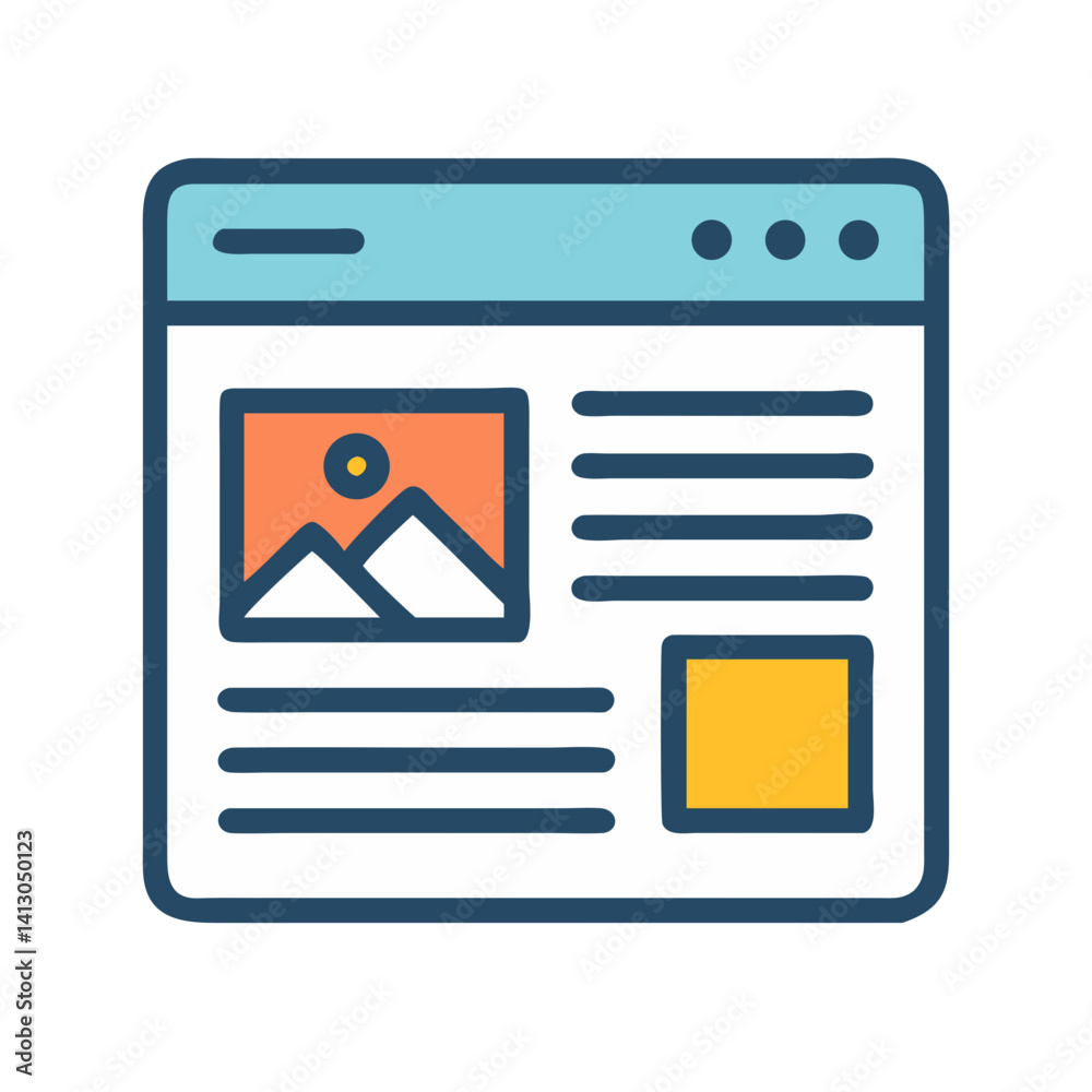 Poster Web Page Icon Representing Digital Content or Blog Interface