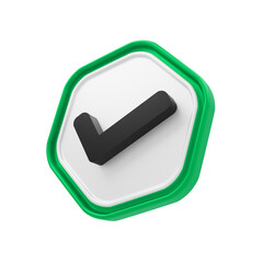 3D Check Mark Icon – Verified, Approved, Confirmation Badge Symbol
