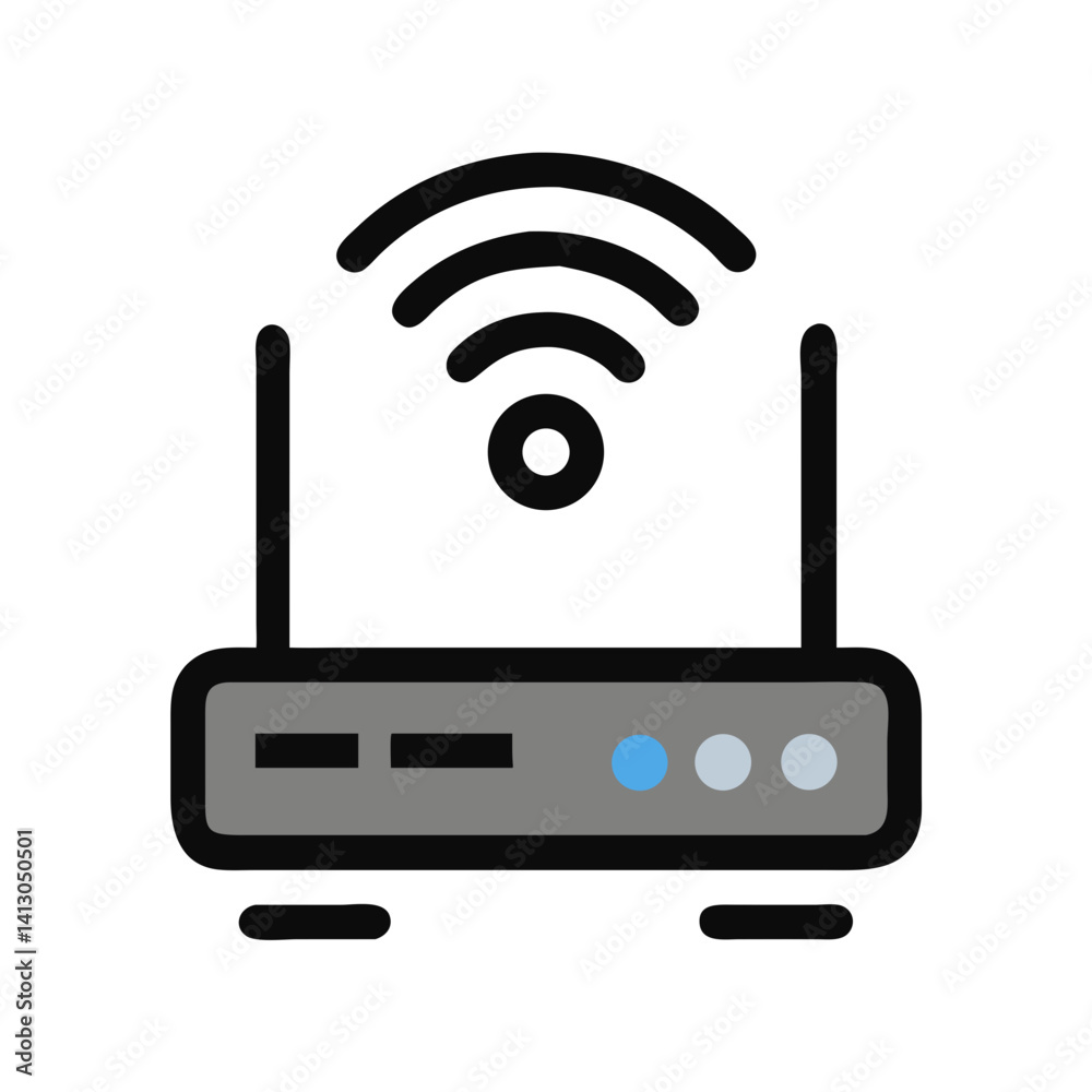 Aufkleber Wi-Fi Router Icon Representing Home Internet Connection and Wireless Network