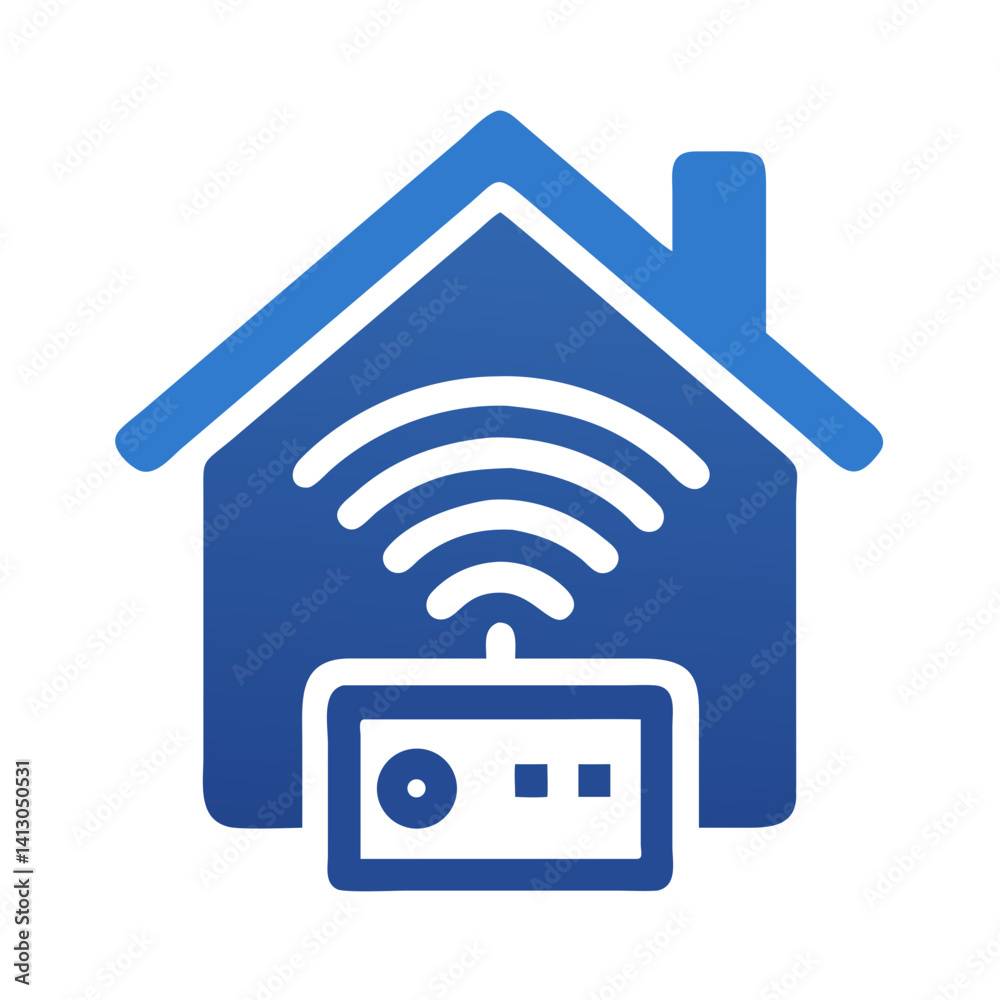 Fototapete wi-fi router icon representing home internet connection and wireless network