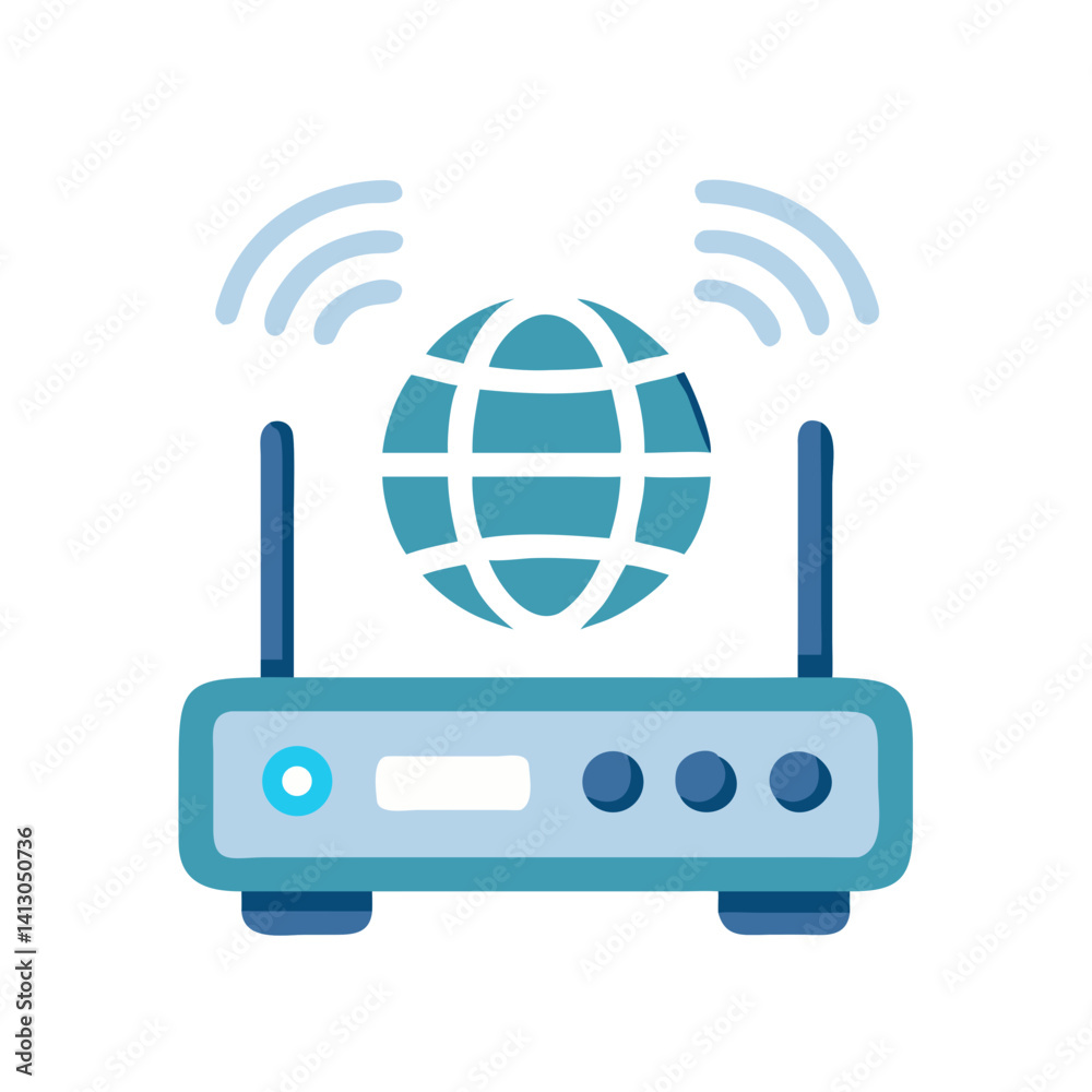 Aufkleber Wireless Router Icon Representing Internet Connection and Network Access