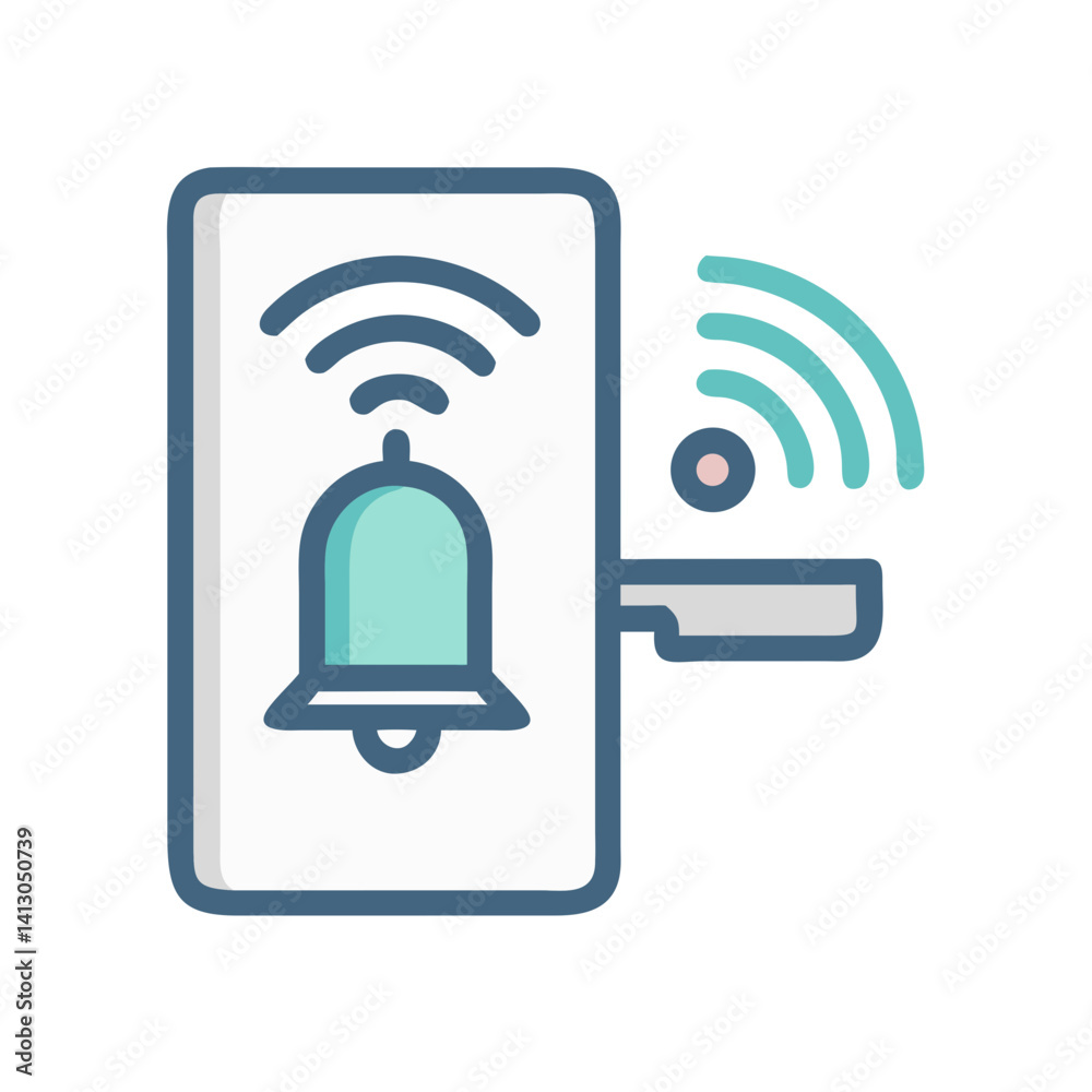 Aufkleber wireless bell icon representing smart door notification and alert system