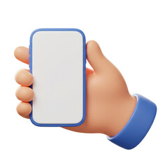 3d cartoon hand holding smart phone