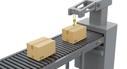 Isolated Conveyor Belt with Boxes