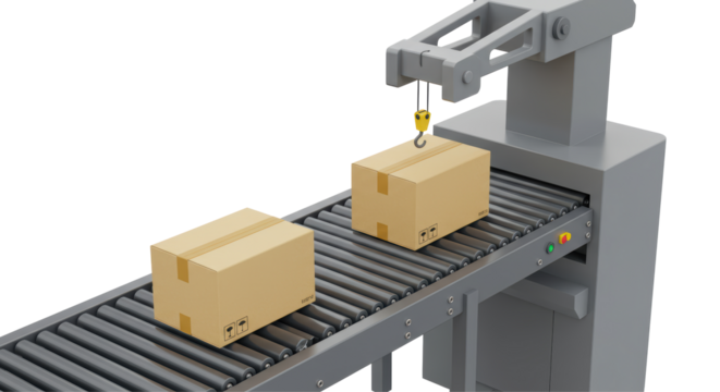 Isolated Conveyor Belt with Boxes