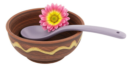 Isolated Bowl with Flower and Spoon