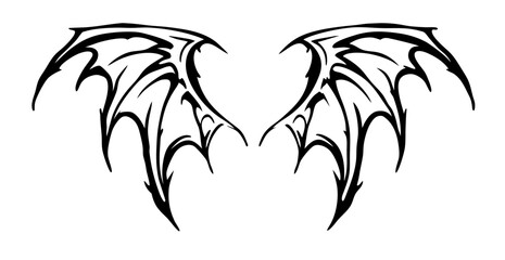 black and white svg vector, Halloween evil wings icon

