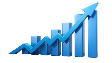 arrow, chart, diagram, finance, growth, increase, progress, report, rising, statistic, success, market, business, blue, datum, graph, concept, investment, trend, upward, element, white, analysis, PNG