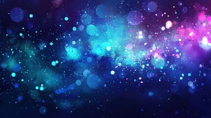 Fototapeta premium A vibrant display of colorful bokeh lights creates an enchanting abstract background. The scene captures a blend of blues, purples, and pinks, evoking a dreamy, cosmic feel