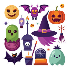 Halloween Creating spooky crafts isolated on white background