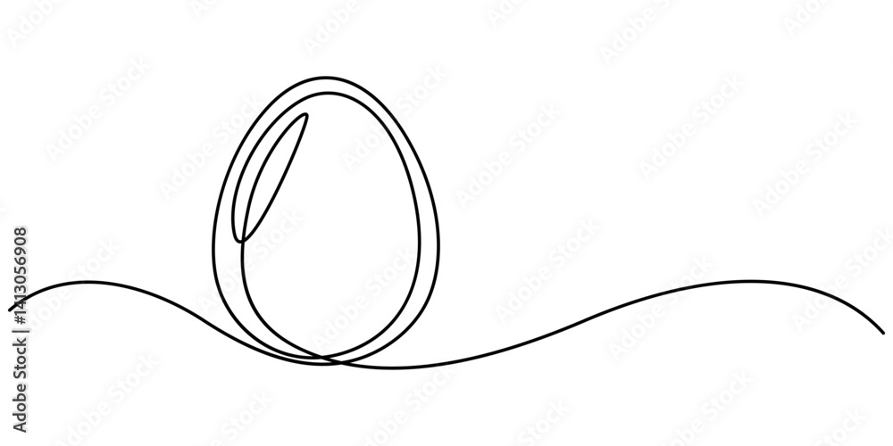 Fototapete Easter egg continuous line art , line drawing of Easter eggs with greeting happy Easter. Continuous one line drawing, One Continuous Line Drawing of Egg Icon. Single Line pro Vector Illustration, 