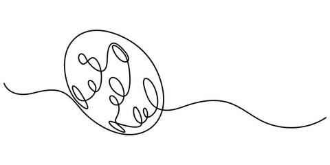 Easter egg continuous line art , line drawing of Easter eggs with greeting happy Easter. Continuous one line drawing, One Continuous Line Drawing of Egg Icon. Single Line pro Vector Illustration, 