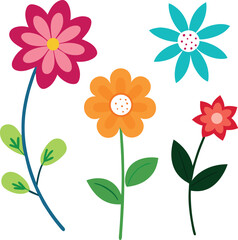 set of colorful flowers