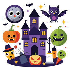 Halloween Creating spooky crafts isolated on white background