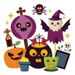 Halloween Creating spooky crafts isolated on white background