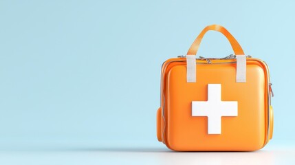 Obraz premium First aid kit health safety emergency medical aid orange white cross minimalist design