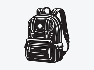 Backpack Silhouette with Classic Straps and Zipper Shape for Travel, Adventure, School, and Outdoor Gear Design Themes
