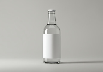 Clear glass bottle mockup with blank label for branding and product