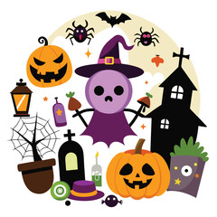 Halloween Creating spooky crafts isolated on white background