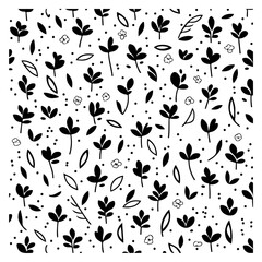 Seamless Botanical Pattern, Whimsical and Minimal
