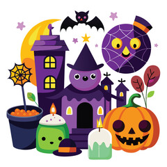 Halloween Creating spooky crafts isolated on white background