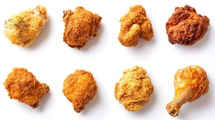 Golden Fried Chicken Bucket on White