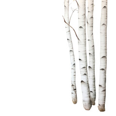 Watercolor birch trees on transparent background nature art botanical decor artistic environment