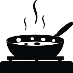 Black Frying Pan Icon | Cooking Pan Silhouette Vector Art