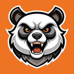 Fototapeta premium Fierce Panda Mascot Logo – Angry Cartoon Panda Face in Circle Emblem