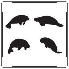 Manatees silhouette, Manatees illustration , Manatees clipart, Manatees vector , Manatees icon , black Manatees, Manatees illustration on white background,