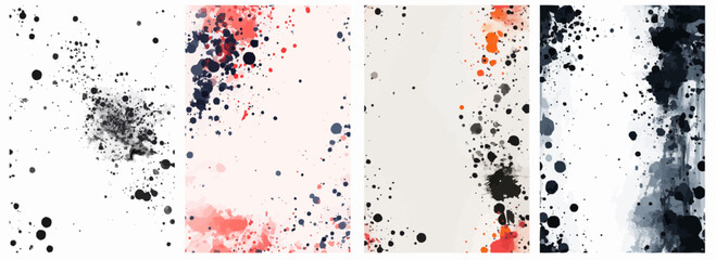 Vector pattern set of small ink dots in a lower corner on a white background