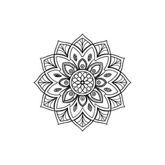 mandala  Black complex doodle on a transparent background, for printable coloring Page