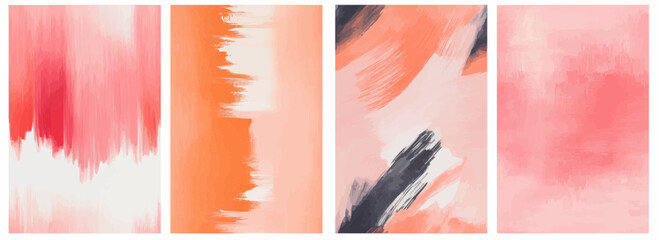 Vector pattern set of a wide pale peach brushstroke fading into emptiness background