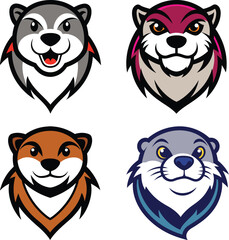 Otter head mascot logo design vector