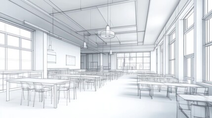 Fototapeta premium Empty modern architectural design cafe