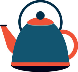 red teapot on a blue background