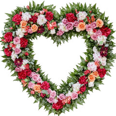 Heart Floral Wedding on transparent background