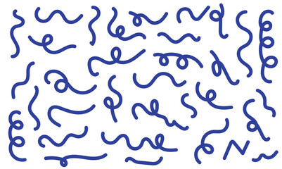 Minimalist squiggle-style illustration in bold blue on transparent background. Squiggle, anchored in bold black type. © Jayesh