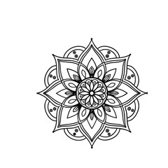 mandala  Black complex doodle on a transparent background, for printable coloring Page